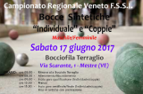 17 Giugno, Mestre (VE). Campionato Regionale FSSI di Bocce Sintetiche 17 Giugno, Mestre (VE). Campionato Regionale FSSI di Bocce Sintetiche