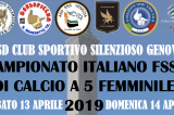 13-14 Aprile, Genova Bolzaneto (GE). Campionato FSSI di Calcio A5 Femminile